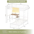 thumbnail image 2 of FABATO Base Cama Individual - Litera de Acero 5 en 1 con Doble Cama Individual, Escritorio, Cajón, Perchero, Malla Metálica con 6 Ganchos y Organizador de Tela - Luz LED y Conexión CA/USB (Blanco), 2 of 7