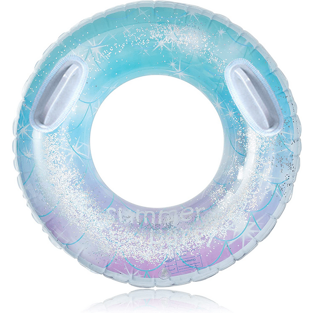 Heily Inflatable Pool Float Tube, Transparent Swimming Ring With Colorful Sparkling Glitters Summer Water Fun Floats Pool Tube Floats Ring Toys Beach