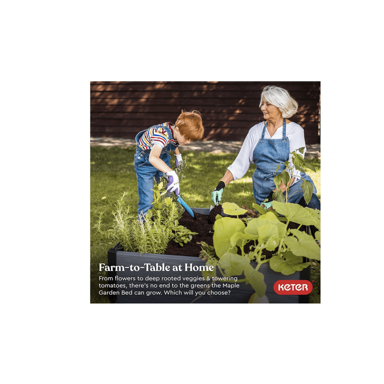 Keter 48" Wood Look Raised Garden Bed, Square Grey photo 8
