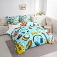 thumbnail image 3 of Manfei Kawaii Blue Headphones Bedding Comforter Set 7-Piece for Kids, Cartoon Musical Note King Bedding Sets, Music Lover Bed Sheets, Microfiber Bedroom Decor, 3 of 7