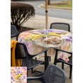 thumbnail image 4 of Easter Bunny Outdoor Tablecloth - 60x60 Inch Square Dining Table Cover, Spring Purple Flowers Scarf Rabbit Pastoral Waterproof Outdoor Table Cloth with Umbrella Hole & Zipper for Picnic/Patio/Party, 4 of 7