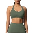 thumbnail image 2 of Neewe Women's Seamless Sports Bra Knitted Yoga Suit Gathering Breathable Workout Gym Tank Top for Women-Army Green XL, 2 of 9