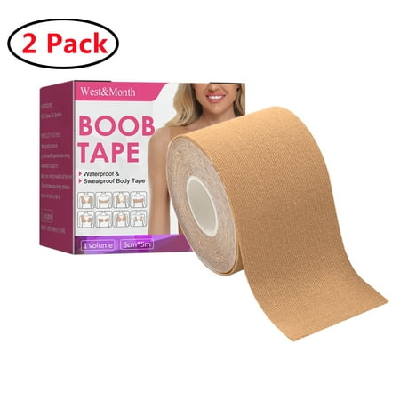 2 Pack Seamless Strapless Adhesive Bra  Invisible Sticky Backless Bandeau Bra  Silicone Push up Bralette with 16.5 ft Sided Tape