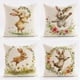 thumbnail image 1 of Funda de Cojín de Pascua con Estampado de Huevos de Pascua, Conejos, Lino y Vellón Color Melocotón., 1 of 7