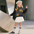 thumbnail image 3 of Xoenoiee Sunflower Leopard Print Girls Casual Pullover Top, Oversized Crewneck Sweatshirt with Side Slit, Long Sleeve Tunic Sweater Fall Outfits, 7-8 Years, 3 of 7