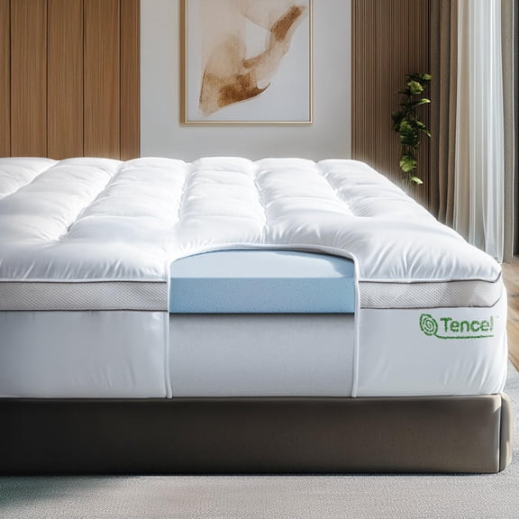 4 Inch Pillow Top Memory Foam Mattress Topper Twin - Cooling Hybrid Lux Dual Layer Mattress Pad - CertiPUR-US Certified