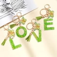 thumbnail image 2 of Visland 2 Pcs Initial Letter Keychains Green Butterfly Pendant Keychain Set Exquisite Relief Alphabet Keychain Pendant for Best Friend Mom Daughter Granddaughter Grandma, 2 of 8