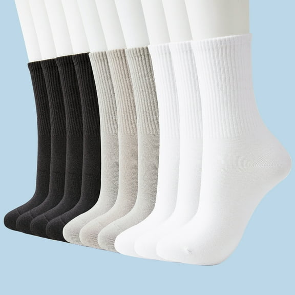 10 Pairs Women Cotton Crew Socks - Soft Comfort Dress Socks for Business & Casual, Above Ankle Wear, size 6-9