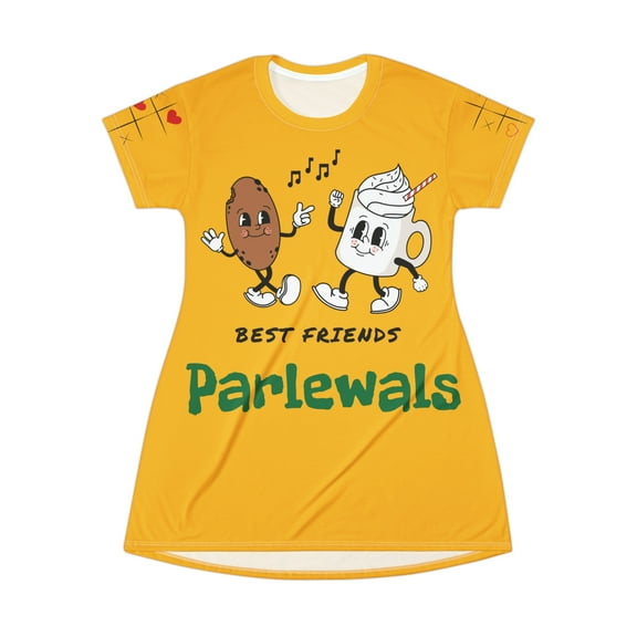 TriniSlangTees Parlewals All Over Print Yellow T-Shirt Dress