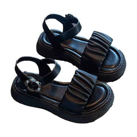 Ytdscs Toddler Kids Girls Sandals Open Toe Non-slip Beach Shoes Summer Soft Bottom Flats Princess Sandals for Little Girls 1-13.5M