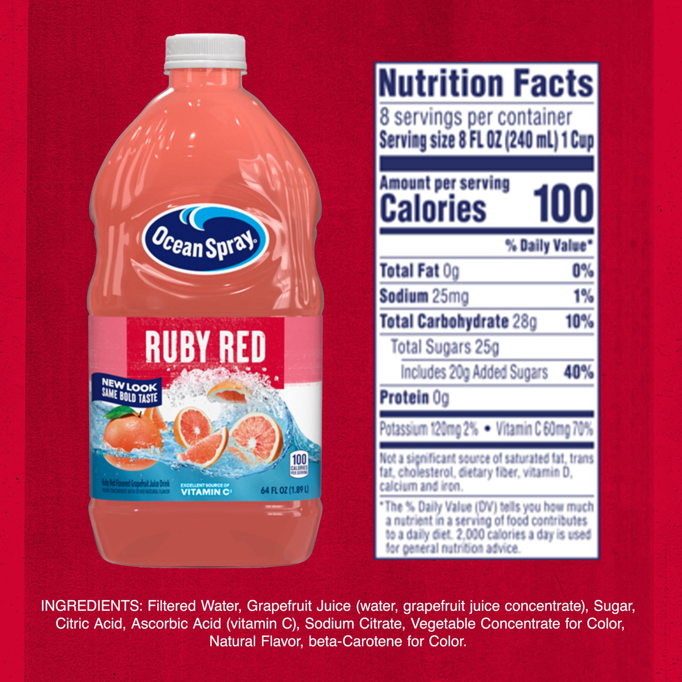 (2 pack) Ocean Spray® Ruby Red Grapefruit Juice Drink, 64 fl oz Bottle