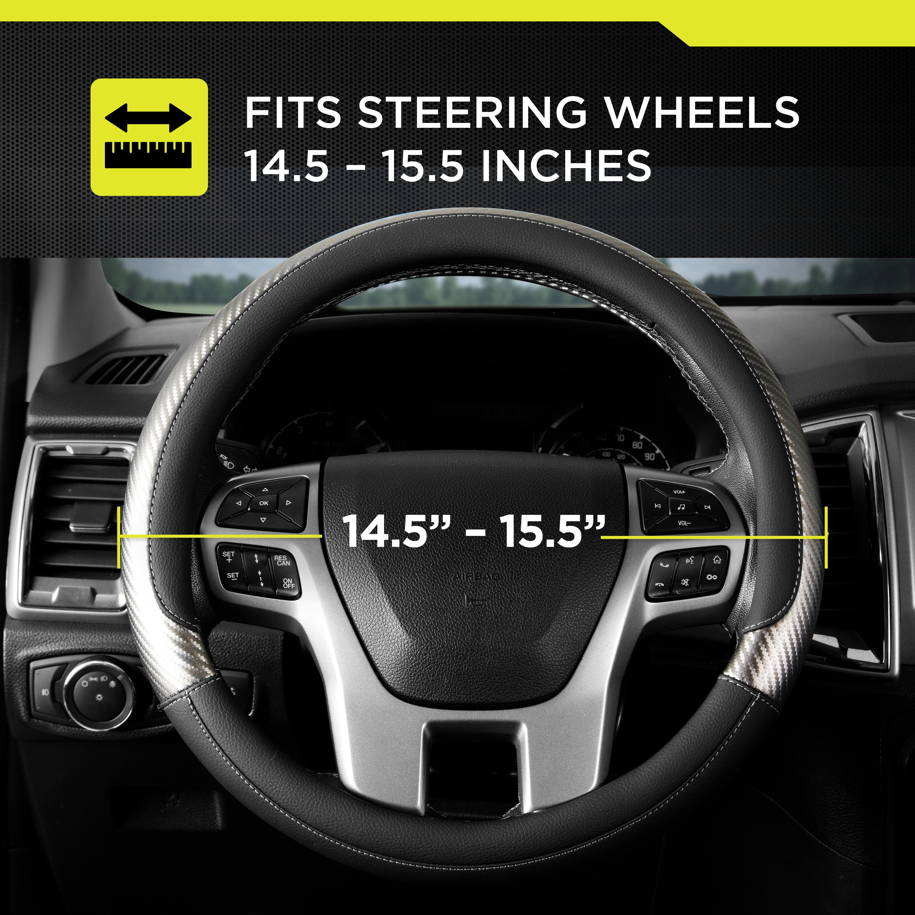 Auto Drive Metallic Gunmetal Sport Steering Wheel Cover