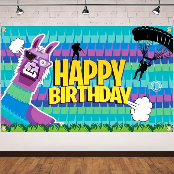 Video Game Themed Birthday Party Backdrop Banner Llama Party Wall Decor for Llama Background Cloth Hanging Supplies Video Game Backdrop Birthday Photo Booth Props