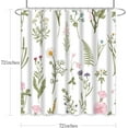 thumbnail image 4 of Sage Green Floral Shower Curtain, Watercolor Flower Leaves Plant Shower Curtain Set Wildflower Modern White Fabric Shower Curtain for Bathroom Decor Waterproof with Hooks 72x72 Inch, 4 of 6
