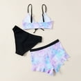thumbnail image 5 of TAIAOJING Kids Child Girls 3 Piece Swimsuits Bathing Suit Print Bikini Tops Underpants Ruffled Shorts Pant Swimwear Set For 12-14 Years, 5 of 6