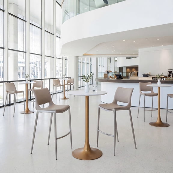 Ace Barstool Light Pink & Silver Barstool, Modern Style, Plush and durable faux leather fabric, Plywood, Indoor Bar