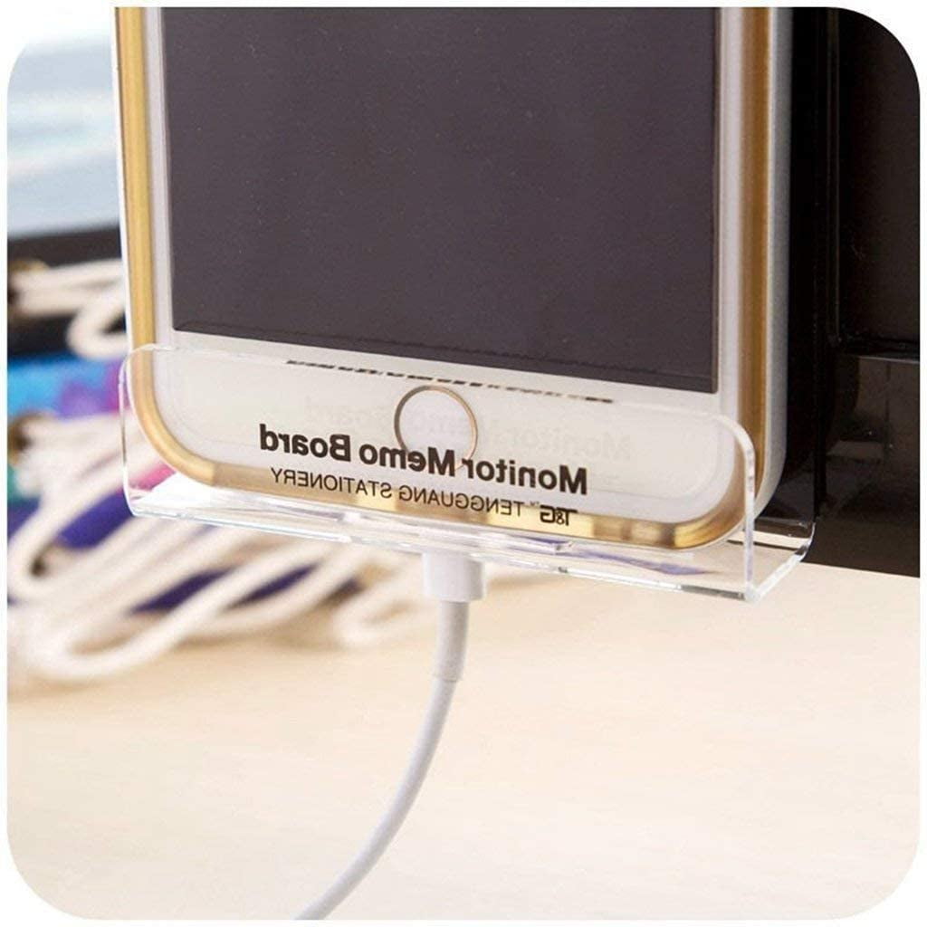 Monitor Sticky Note Holder Phone Message Memo Pad Charge Cable Monitor Memo Board Computer Clip Transparent Message Creative Multifunction Paper Sticky Notes Boards for Cabinets Shelves Left 