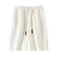 thumbnail image 2 of NJDVHB Shorts pour Hommes à la Mode Unis avec Cordon de Serrage et Taille Élastique, Blanc, TTG, 2 of 3