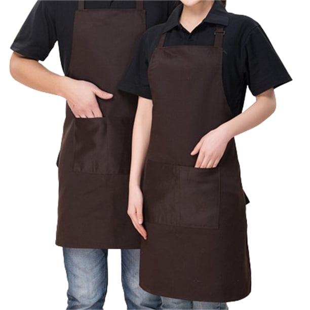 Sonducket Delantal de chef hecho con poliéster y algodón para un cómodo Delantales de cocina Delantal de cocina a la moda Accesorios de disfraces café