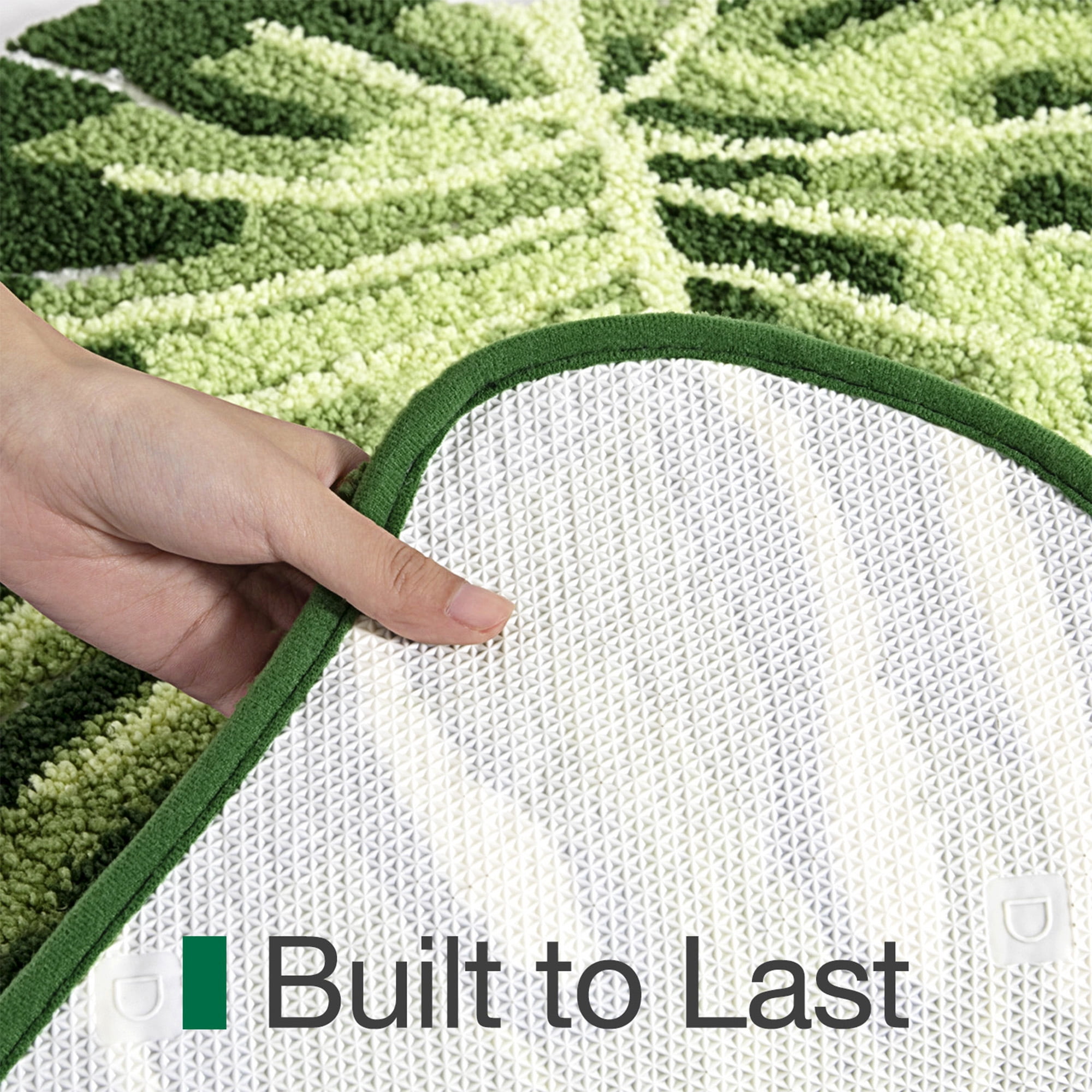 FRABE Bathroom Rugs Monstera Leaf Pattern Cute Soft, Plush, Absorbent Non Slip Shower Mat for Bathroom, Bedroom, Kids Room, 23.5x31.5