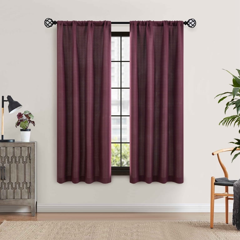 Mainstays Southport Curtain Panel Pair, Burgundy, 40x63 photo 1