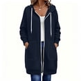 thumbnail image 3 of Long Full Zip Up Hoodie for Women with Pocket Oversized Sweatshirt Coat | Womens Plus Size Zipper Jacket Athletic Sweatshirts Soft Comfy Hoodies Fall Winter 2026 Clothing, Navy, XL, 3 of 6