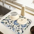 thumbnail image 2 of Yayeee Dish Drying Mat for Kitchen Counter 16" x 18" Microfiber Super Absorbent Coffee Decorative Pad, Blue Floral, 2 of 9