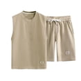 thumbnail image 4 of RMGVDSD Mens 2 Piece Short Sets Men's Summer Loose Sleeveless Tank Top And Shorts Set Casual Sports Suit Solid Color Workout Outfits Comfort Sweatsuit Set, 4 of 5