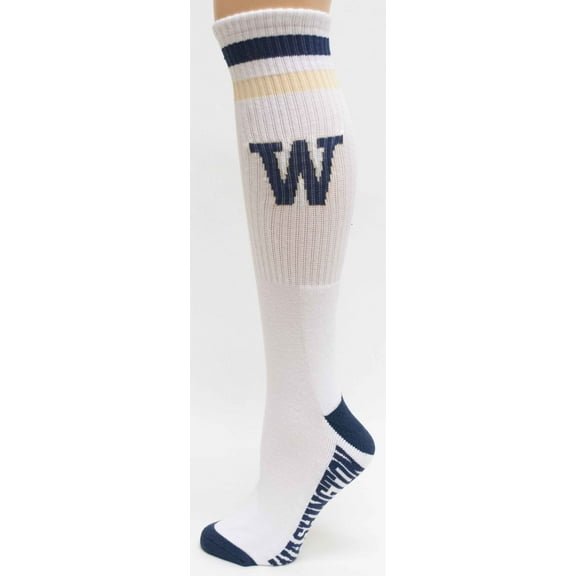 Washington Huskies White Tube Purple Heel Toe Sock - Donegal Bay - Unisex - One Size - Knee-High