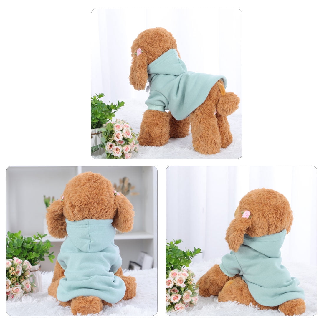 Unique Bargains Dog Winter/Spring Sweatshirt Hoody Pet Clothes Cotton Apparel Pale Green