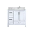 thumbnail image 3 of Jacques 36 in. W Right Offset White Bath Vanity, Carrara Marble Top, and Faucet Set, 3 of 9