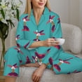 thumbnail image 6 of Pajama Sets for Women 2 Pcs, Coconut Palm Red Button Down Long Sleeve Sleepwear Lounge PJ Sets, 6 of 6