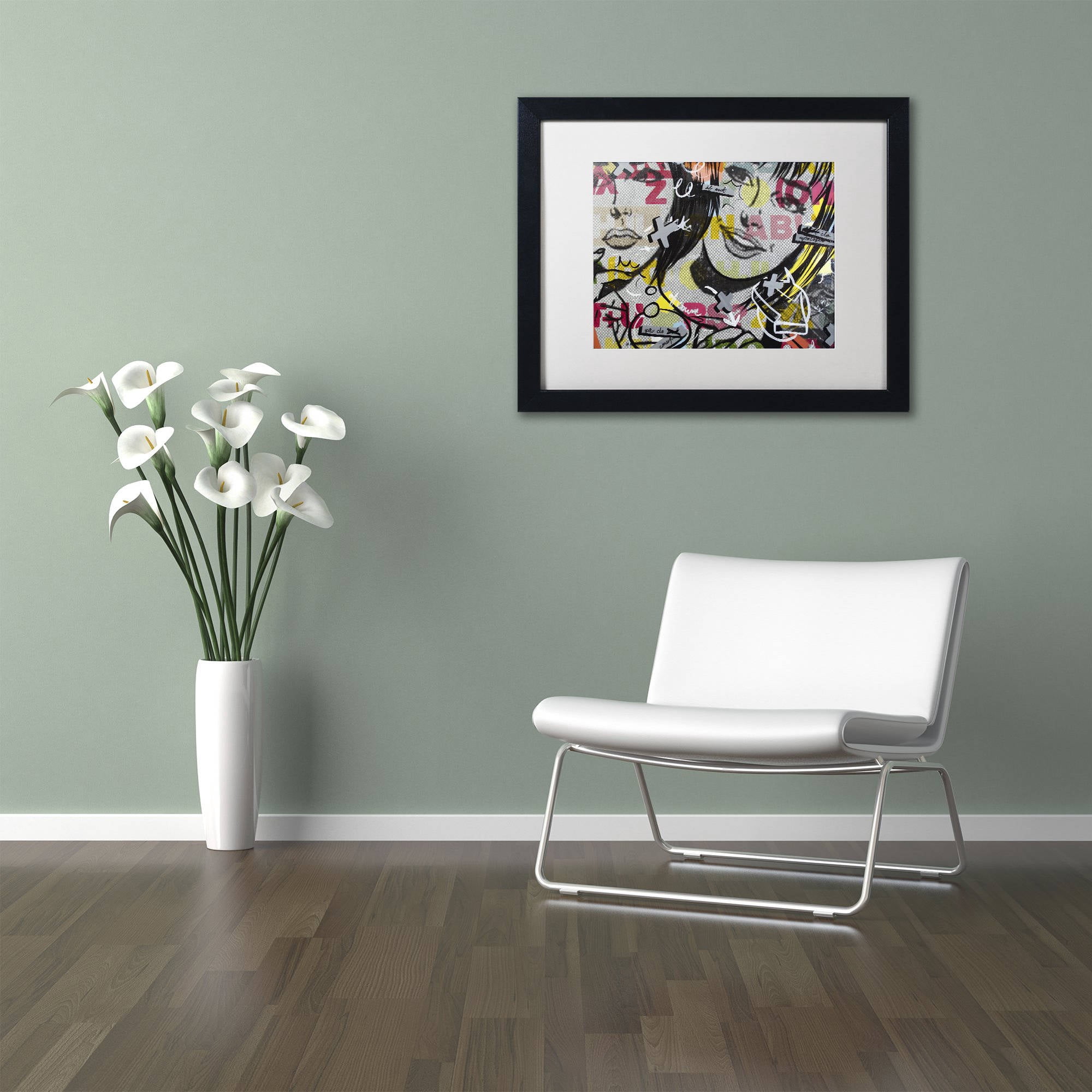 Trademark Fine Art "Apologies" Canvas Art by Dan Monteavaro White Matte, Black Frame