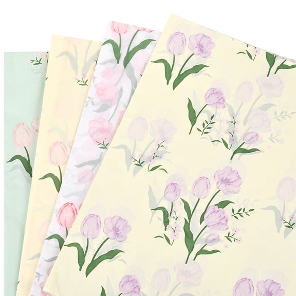 20Pcs 4 Colors 28" x 20" Floral Gift Wrapping Paper Tissue Wrapping Paper Sheets Flower Bouquet Present Packaging Tissue SheetsDIY
