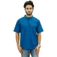 thumbnail image 1 of Atasi Men's Mandarin Collar Cotton Short Kurta Casual Ethnic Shirt-Small, 1 of 7