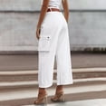 thumbnail image 4 of XFLWAM Women High Waist Pants Casual Wide Leg Pants with Pockets Buckle Cuffed Cargo Pants, 4 of 7