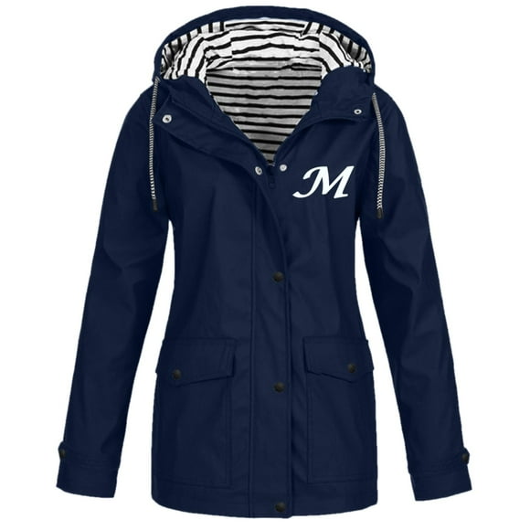 SNOWSONG Jackets for Women, Women's Raincoat Outdoor Waterproof Thickened Windproof Hooded Jacket Womens Rain Jacket with Hood Womens Lightweight Jackets Windbreaker Jacket Women 1 PC Jacket Navy 5XL