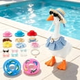 thumbnail image 4 of Yardvibe 18PC Desk Goose Outfits, 7 Inch Summer Mini Porch Goose Outfits Hats Sunglasses Swimming Ring Necklaces Dresses for Magnetic Geese Statue, Key Holder Table Decor (D), 4 of 9