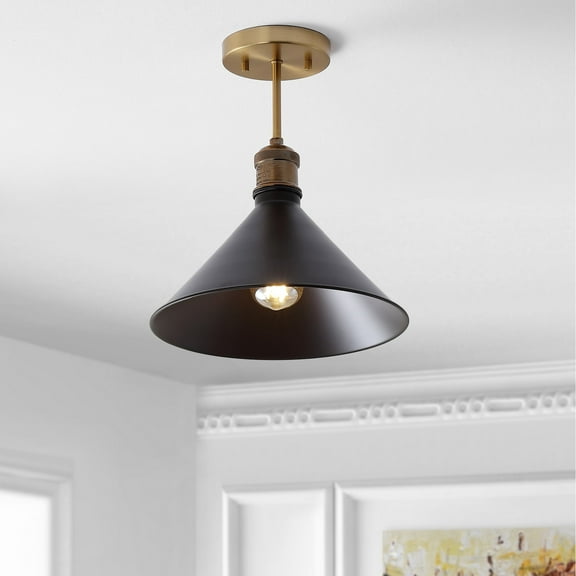 JONATHAN Y Nick 11" Metal LED Semi-Flush Mount, Oil Rubbed Bronze/Brass Gold, JYL9511A