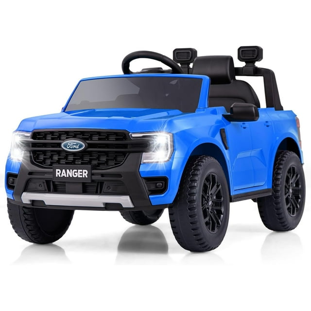 Licensed Ford Ranger Ride on Car for Kids by OLAKIDS, 12V Electric Vehicle with Remote Control, Toddlers Battery Powered Toy Gift with 2 Speeds, Wheels Suspension, Storage Space, Bluetooth USB