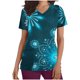 thumbnail image 2 of Fiudx Ofertas Del Día Blusa de Manga Corta con Cuello En V para Mujer, Uniforme de Trabajo, Impresión de Bolsillo, 2 of 4