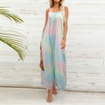 thumbnail image 2 of Womens Summer Sleeveless Jumpsuits Ruched Camis Rompers Casual Loose Trendy Printing Wide Leg Cropped Pants Playsuits, 2 of 7