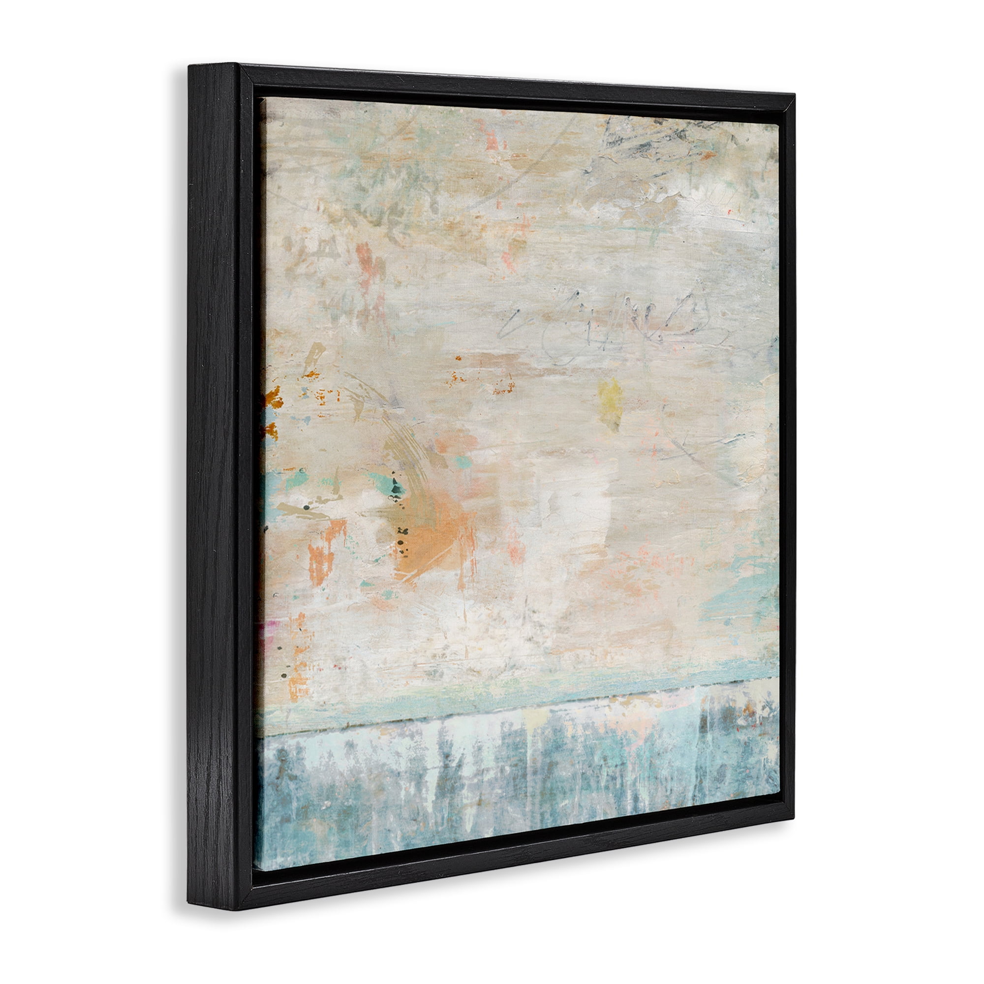 Stupell Industries Rustic Abstract Paint Strokes Abstract Painting Black Floater Framed Canvas Art Print Wall Art, 18 x 18