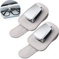 thumbnail image 1 of 2 paquetes de soporte para gafas de coche universal para visera de coche, soporte para gafas de sol, clip de cuero para colgar gafas y soporte para gafas con clip para tarjeta de entradas (beige) TUNC Sencillez, 1 of 5