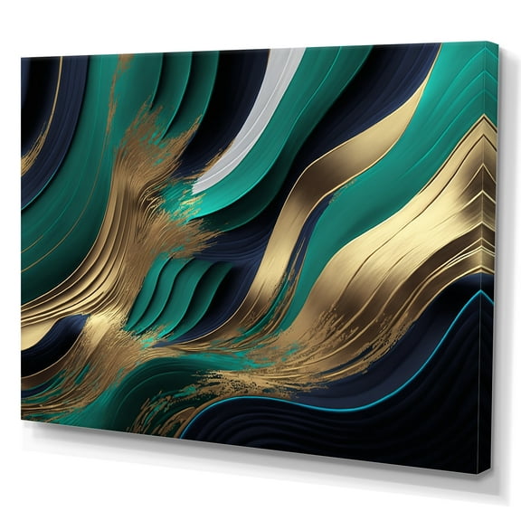 Designart Green And Gold Agate I Canvas Wall Art