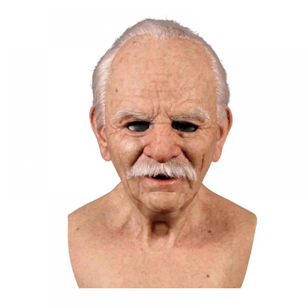 Old Man Mask Realistic OAP Creepy Latex Disguise Halloween Fancy Dress Grandad 