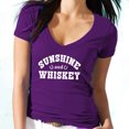 thumbnail image 2 of Music Women's Sunshine And Whiskey Printed V-neck Tshirt Short Sleeve Vneck T-Shirt Soft and Comfy Shirt, Lightweight Shirt Purple Tee Large, 2 of 3