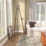 DecMode 25 x 70 Black Metal Tall Adjustable Floor 3 Tier Scroll Easel, 1-Piece