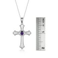 thumbnail image 4 of RYLOS Necklace Sterling Silver 925 Cross Necklace Gemstone &  Diamonds Pendant With 18" Chain 6X4MM Amethyst February Birthstone Womens Jewelry Silver Necklace, 4 of 8