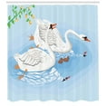 thumbnail image 3 of Ambesonne Swans Shower Curtain, Gracious River Nature Scenery, 69"Wx84"L, Pale Blue Multicolor, 3 of 3